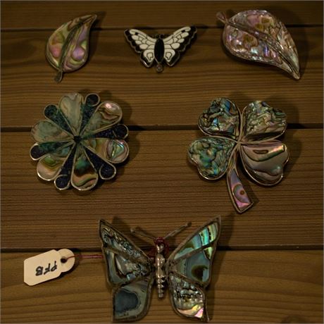 Abalone Shell Brooches Butterfly, Clover, Leaves, Flower,  Enamel Butterfly Pin