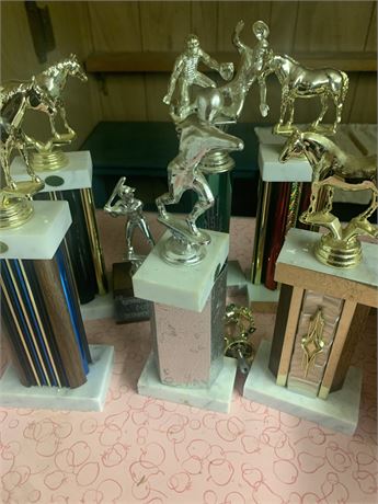Vintage Baseball and Horse Riding Trophies Lot