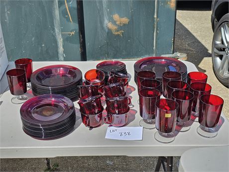 Arcoroc "Verre Trempe" Ruby Stemware/Plates/Bowls & More