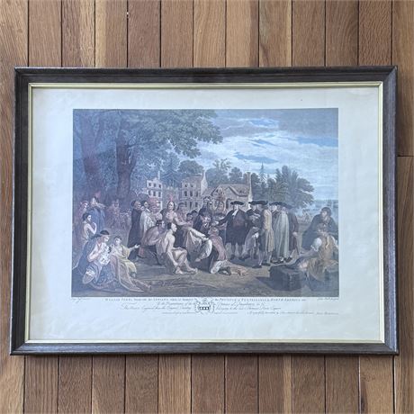 Province of Pennsylvania Founding Treaty Colonial Framed Art Print - 26 x 19.5"