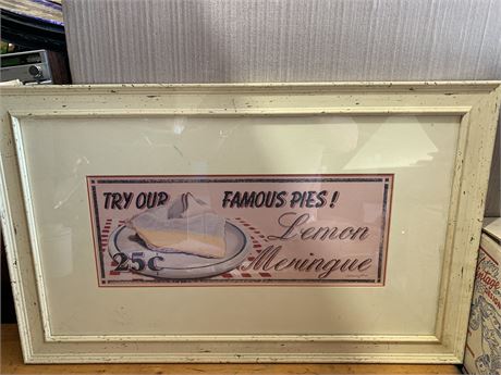 Try Our Famous Pies Lemon Meringue Farmhouse Wood Framed Wall Art