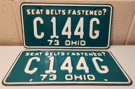 Pair of 1973 Ohio LicensePlates