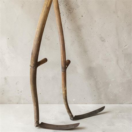 Primitive Antique Farm Scythes W/Wooden Handles