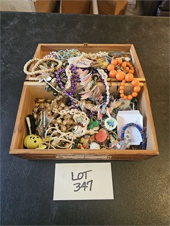 Jewelry Box With Mixed Costume Jewelry- Contents Vary