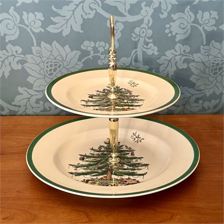 Spode Christmas Tree Tiered Tidbit Server