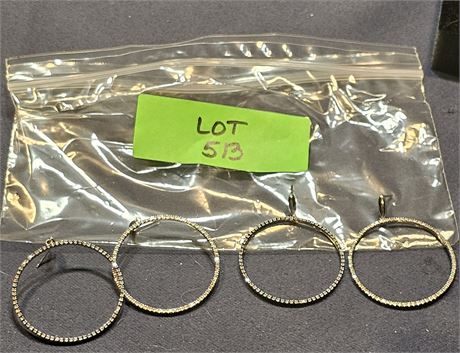 Sterling 2" Hoop Earrings 0.40 ozt