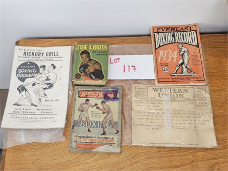 '30's Spaldings Boxing Book/'47 Boxing Program/'38 Western Union Telegraph+More