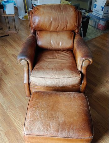 Vintage "Seven Seas Seating" Leather Chair & Matching Ottoman