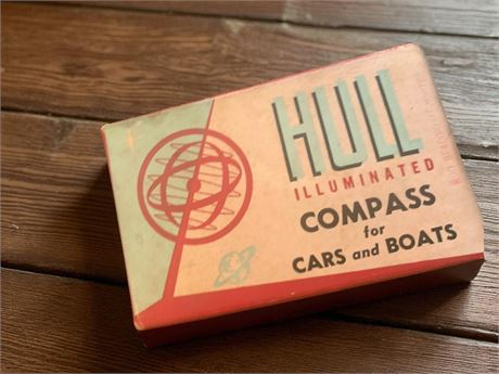 Vintage Hull Illuminated Compass For Cars & Boats In Original Box