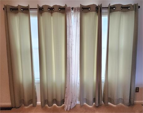 4 Panel Olive Green Drapes with Shears