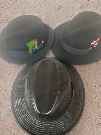 Men's Black Wool Fedora/Chapeaux Hats - L.F Blues Bros, Henschel Brown