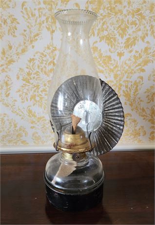 Antique Eagle Oil Lamp w/Wall Mount & Reflector