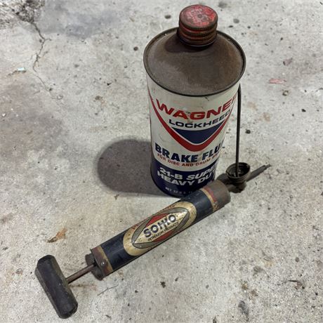 Old SOHIO Pump & Wagner Brake Fluid Can (some contents)