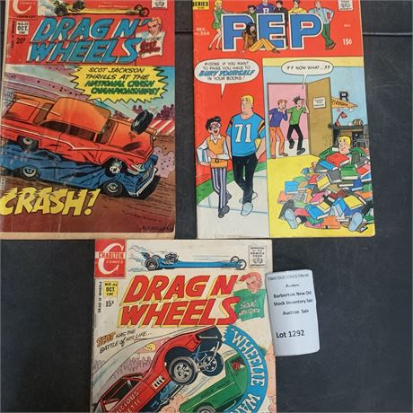 1970s Charlton Comics Drag n Wheels, Pep Lot of 3