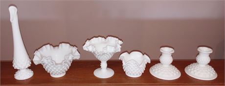 Fenton Hobnail Milk Glass Dishes