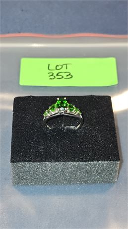 Sterling 925 Green Garnet Ring Sz 10