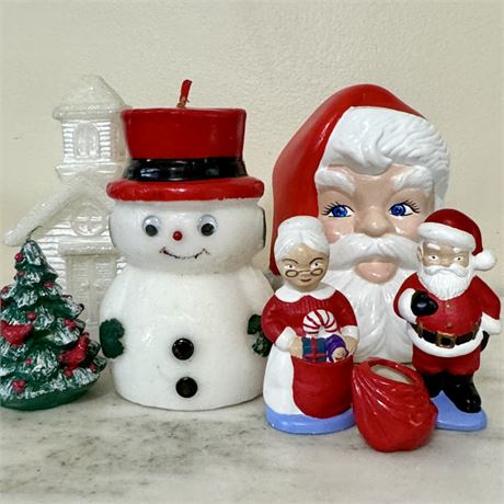 Vintage Christmas Decor - Hand Painted Ceramics and Candles