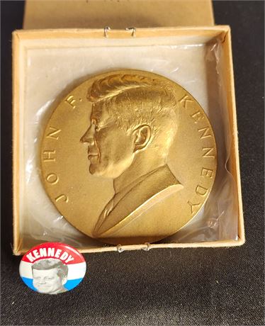 3" Solid Brass J.F.K Inauguration Coin