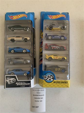 Hot Wheels 5-Pack Die Cast Car Sets Fast & Furious & HW Speed Graphics
