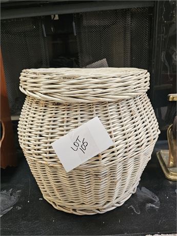 Vintage Lidded Wicker Basket