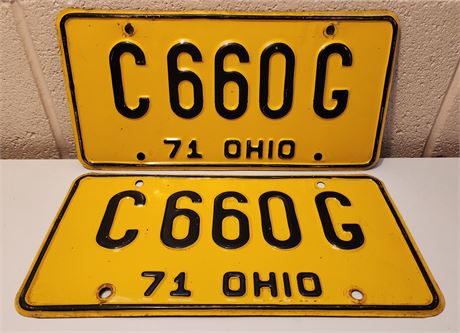 Pair of 1971 Ohio LicensePlates