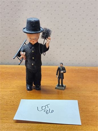 Vintage Plastic Wind-Up Chimney Sweep Toy & MARX Pres. Lincoln Toy