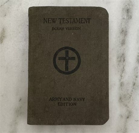 Antique WWI New Testament Douay Version Army Navy Soldier Pocket Bible 1918