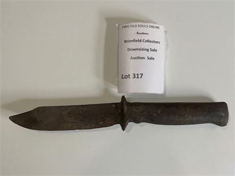 Vintage Black Hand Forged Trench Knife W/Fixed Blade