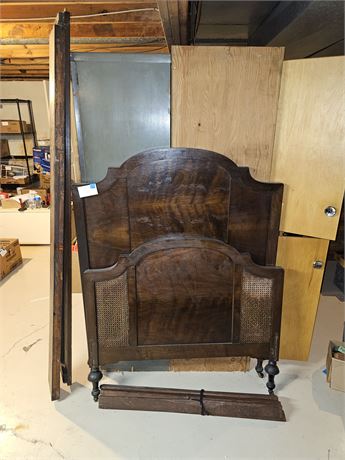 Antique Wood & Cane Bed Frame