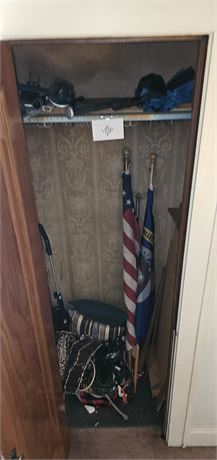 Livingroom Closet Cleanout: Flags, Electrical Cords, Umbrella's & More