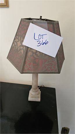 Marble Base Table Lamp With Mesh Shade