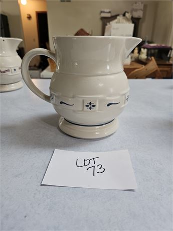 Longaberger Blue Woven Pottery Pitcher