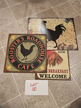 Mixed Metal Rooster Wall Decor