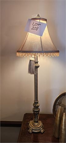 Brushed Gold Candlestick Lamp 32” H with shade