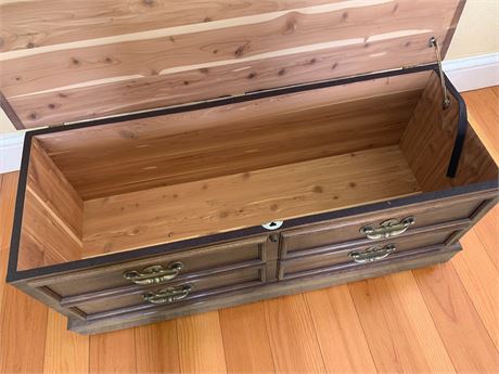 Wood Hope Blanket/Bridal Chest With Faux Drawer Accents