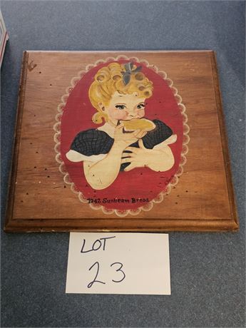 Adorable Hand Painted On Wood 1942 Sunbeam Bread Advertisement
