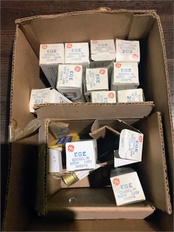 Vintage GE Stage/Studio Quartzline Lamps Lot (1 Box)