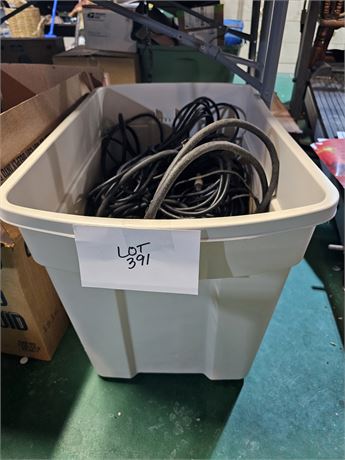 Large Bin of Guitar & Microphone Cords + More