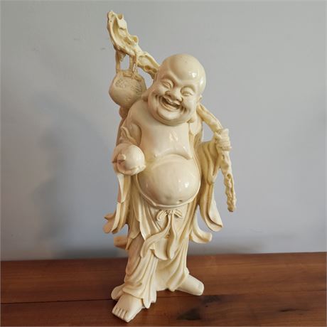 Vintage Laughing Buddha Resin Statue