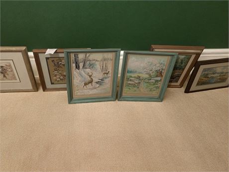 William J. Whiteside Birds on Dogwood Gold Foil Print, Botanical Birds