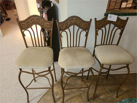 (3) Strong Rich Co. Earth Tones Bar Height Chairs