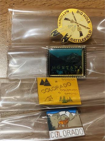 Collectible Enamel Historical Lapel Pins - Montana, Colorado, National Big Hole