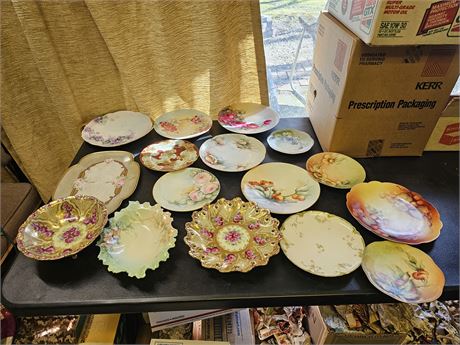 Mixed Antique&Vintage Plates & Bowls:Whites Art Co. / Haviland / Limoges & More