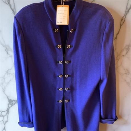 St John Collection By Marie Gray Royal Blue Sweater Jacket W/Gold Buttons