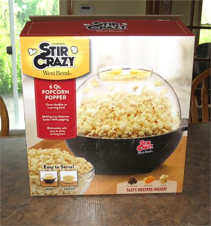 West Bend Stir Crazy 6qt Popcorn Popper