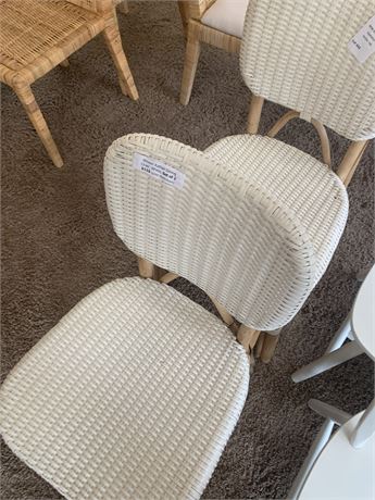 Threshold White Woven Wicker Rattan Canton Dining/Kitchen Chairs Set of 2