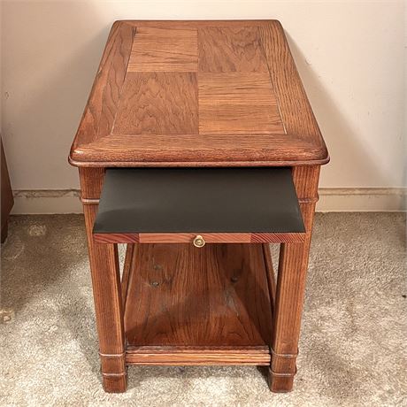 Solid Wood End Table w/ Built in Tray