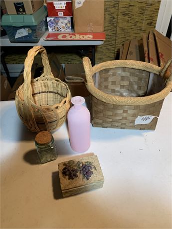 Wicker Baskets - Trinket Box - Glass Bottle Lot