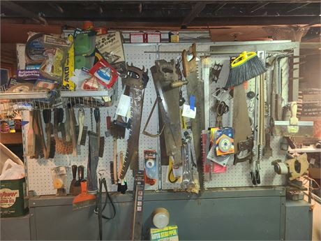 Garage Wall Cleanout:Hand Saws/Grinding Wheels/Brushes/Safety & More