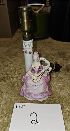 German Porcelain Boudoir Lady Table Lamp